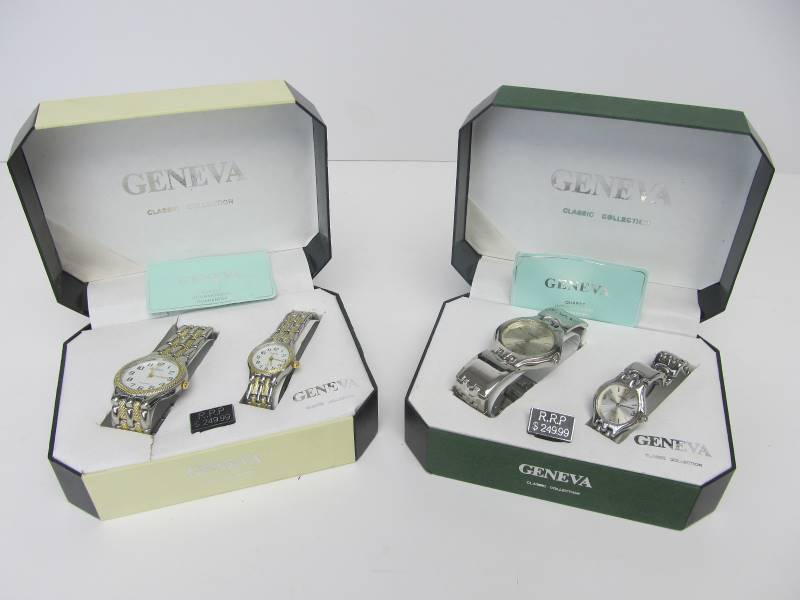 lot 83 image: 2 Sets of Brand New His & Her GENEVA Watches