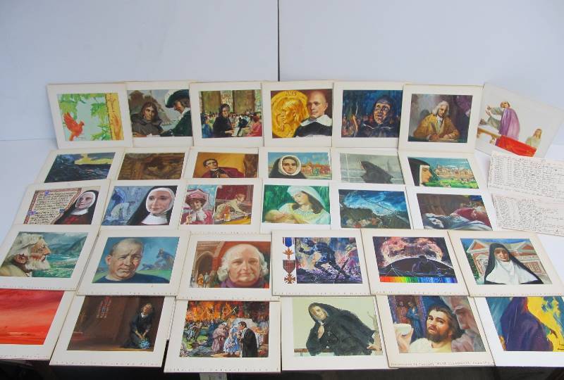 lot 89 image: Large Lot of Original GEORGE PROUT Religious Illustration Oil Paintings #2