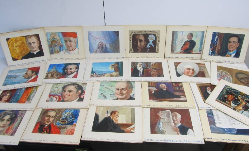 lot 91 image: Large Lot of Original GEORGE PROUT Religious Illustration Oil Paintings #4