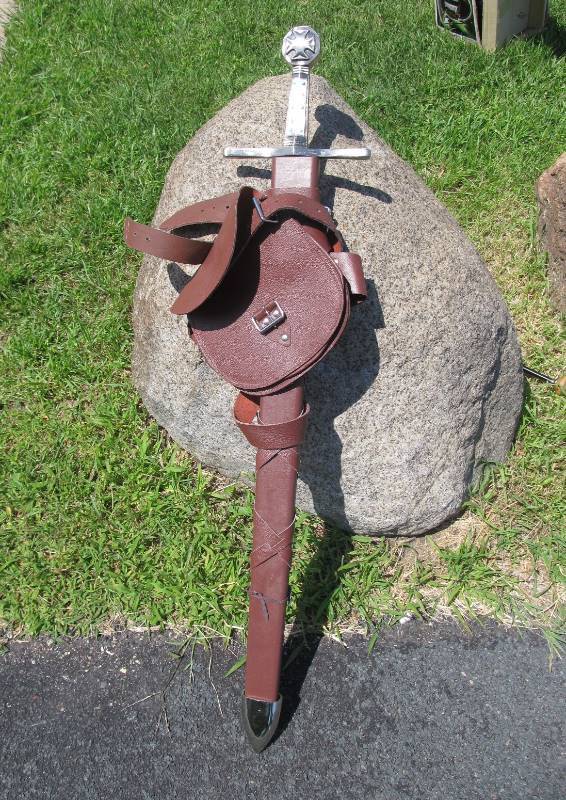 lot 96 image: Large Medieval Style Sword wScabbard & Belt