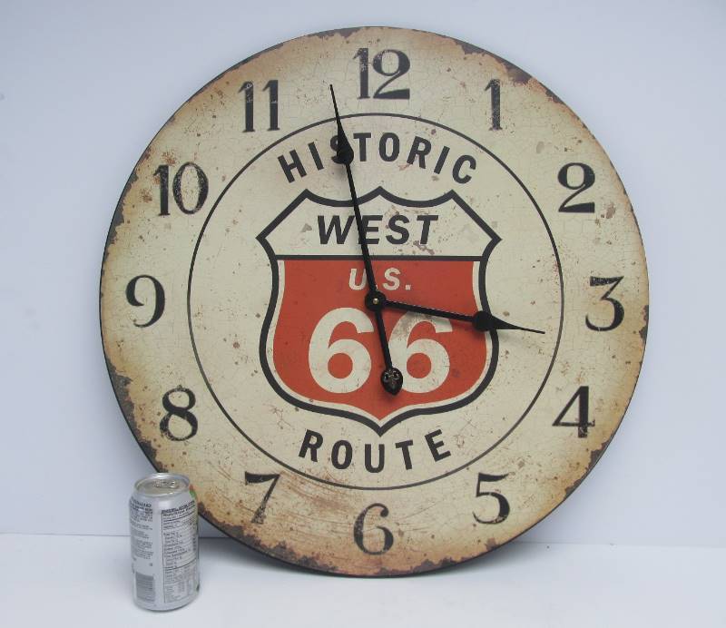 lot 100 image: Vintage Style Rustic ROUTE 66 Wall Clock