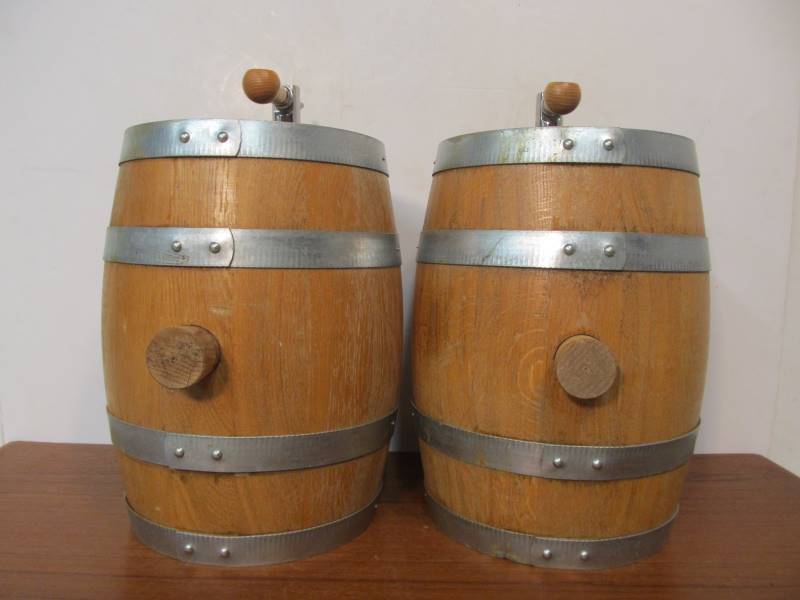lot 170 image: Pair of Vintage Vinegar Keg Barrels wTaps