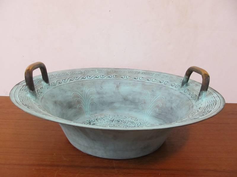 lot 191 image: Large Handled BrassCopper Oriental Centerpiece Bowl