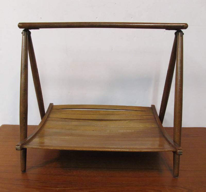lot 199 image: Mid Century NASCO Masterpiece In Wood Folding Firewood Stand