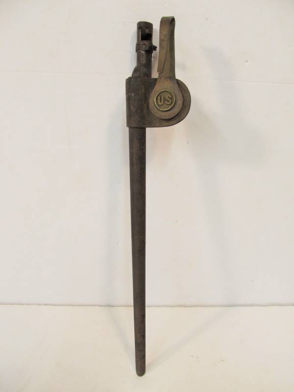 lot 214 image: Original Antique Civil War Socket Bayonet wLeather Hanger