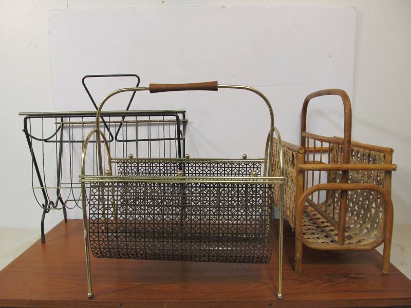 lot 218 image: 3 Vintage Mid Century Magazine Racks