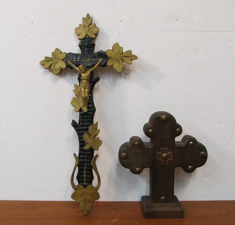 lot 236 image: Pair of Vintage Wooden Crosses
