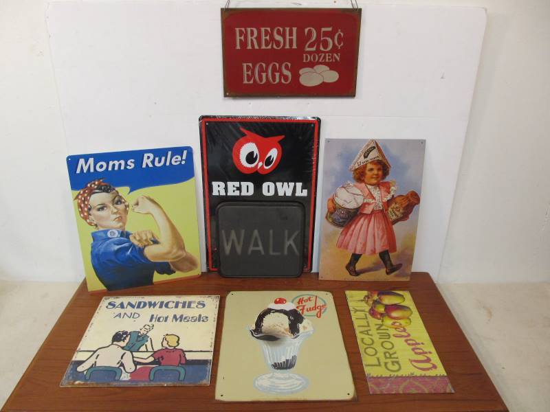 lot 119 image: Lot of Vintage Style Metal Signs