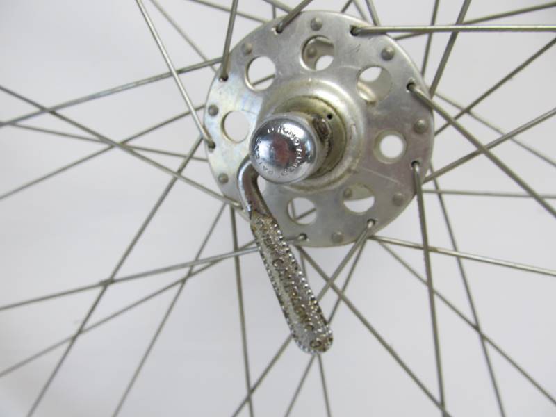 lot 244 image: Vintage 26 WOLBER Alpine Super Champion Bicycle Wheel Set w Campagnolo Hubs
