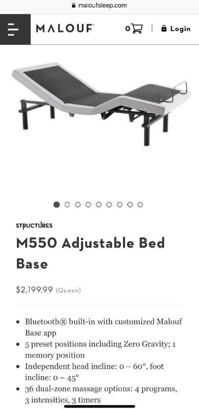 lot 153 image: BRAND NEW - Malouf STRUCTURES M550 Adjustable Bed Base - Twin Size