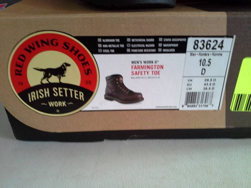 Red Wing Irish Setter 83624 Size  D Men's Work 6in. Farmington Safety  Toe Boots | Shoe Menders Boot Store Closing - 500+ Pairs of Red Wing Boots!  | K-BID