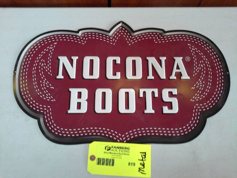 lot 819 image: Nocona Boots Metal Wall Sign