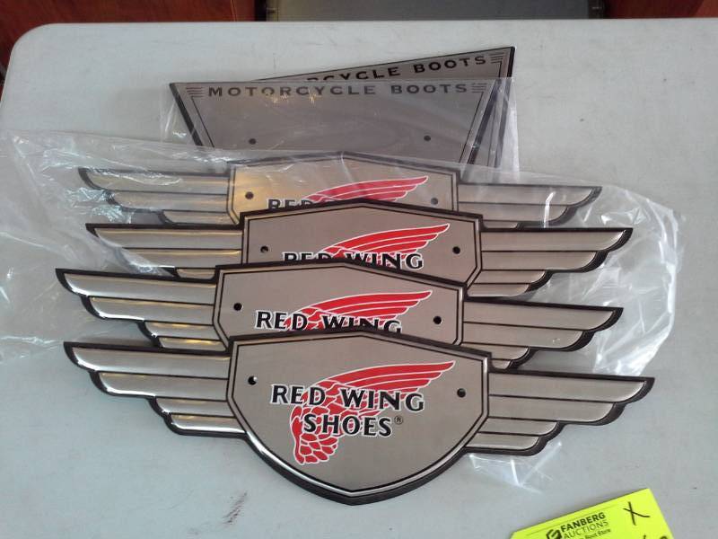 lot 821 image: Lot of (6) Red Wing Shoes Plastic Wall Signs