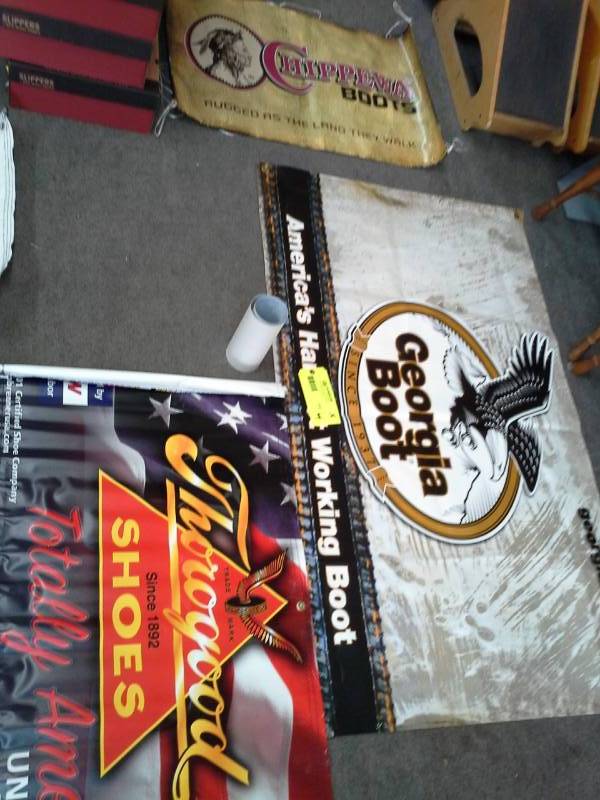 lot 832 image: Lot of (4) Display Banners - Georgia Boot, Thorogood, Chippewa