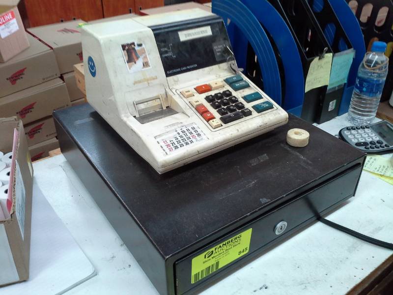 lot 845 image: Casio Electronic Cash Register with Keys, Register Tape Rolls