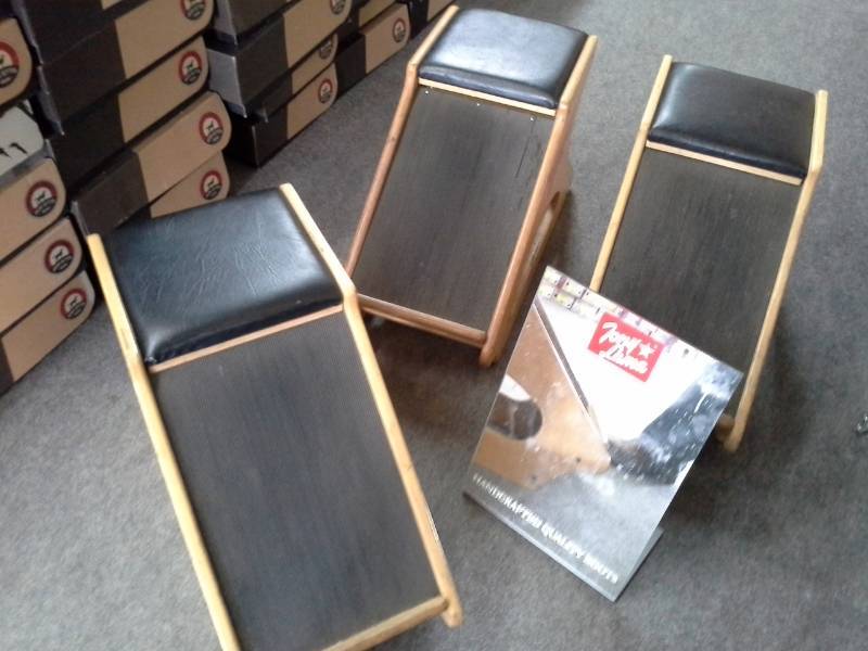 lot 853 image: Lot of (3) Red Wing Shoes Commercial Wood Shoe Stools, One Mirror
