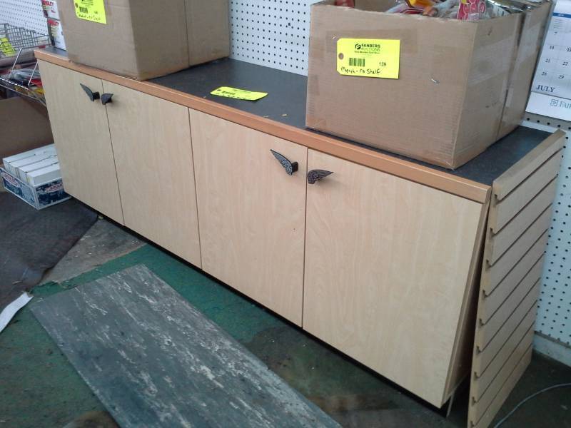 lot 854 image: Commercial 2-Door Floor Cabinets with Red Wing Handles