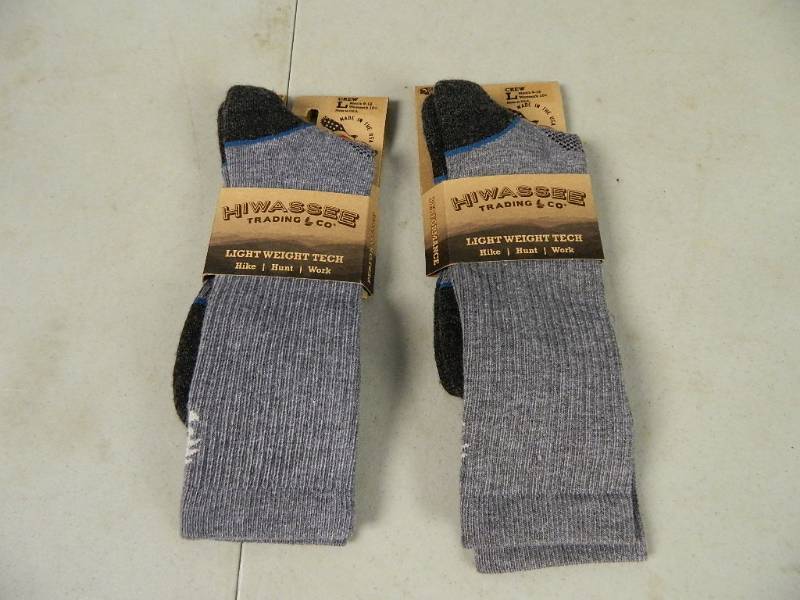 lot 50 image: 2 New Pairs of Hiwassee Trading Co Merino Wool Lightweight Tech Socks