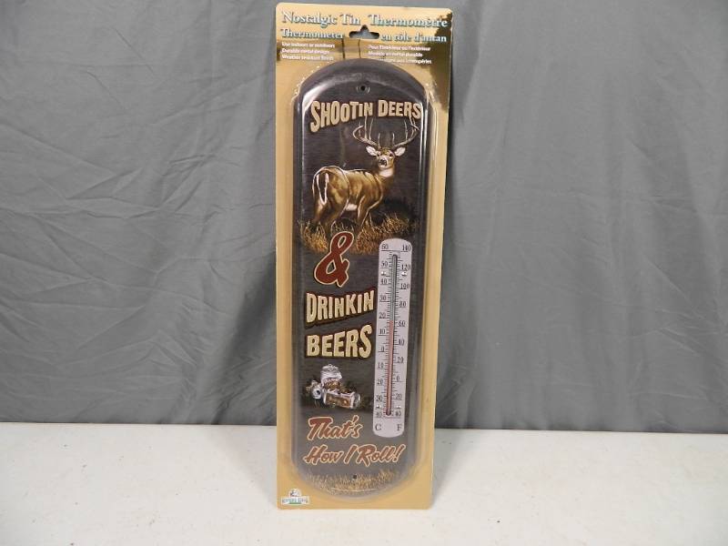 lot 128 image: New Deer Tin Thermometer
