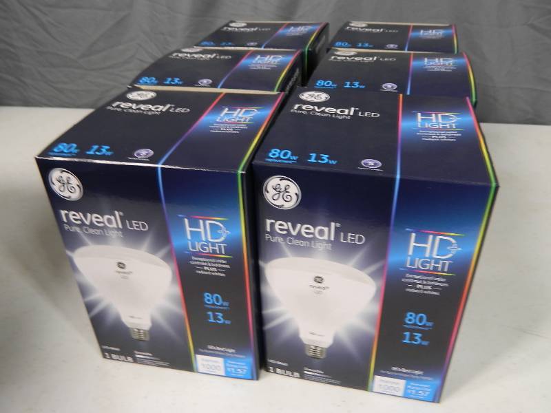 lot 142 image: 6 New GE HD LED Light Bulbs