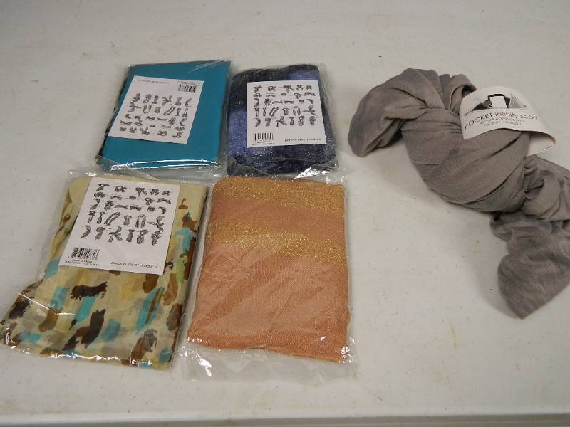 lot 153 image: 5 New Assorted Scarves