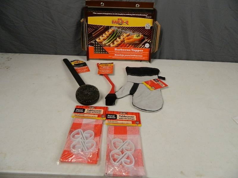 lot 173 image: New Stainless Steel BBQ Topper, New Scrubber Brush, and More