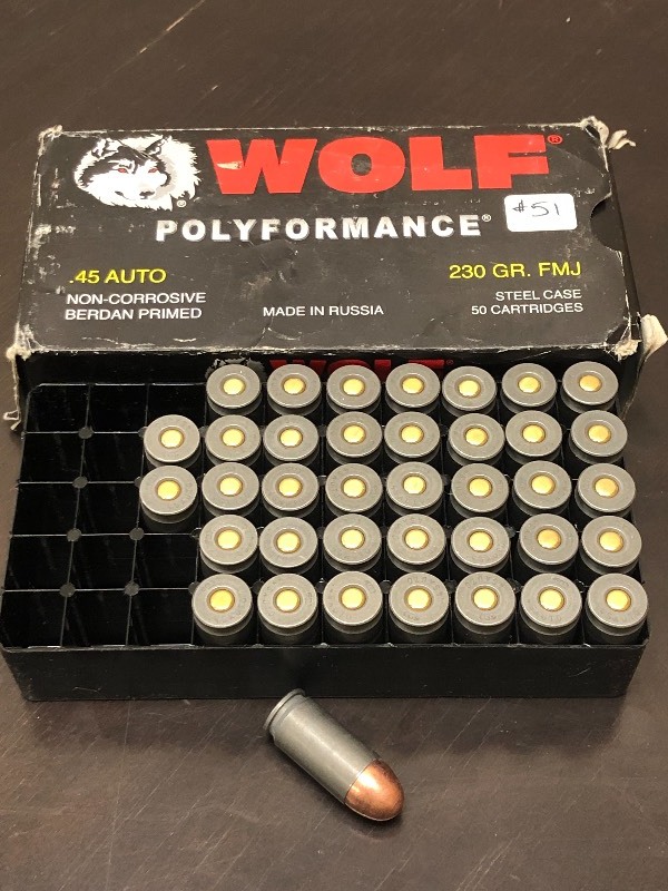 lot 51 image: (50) Rounds Of Wolf .45-Auto