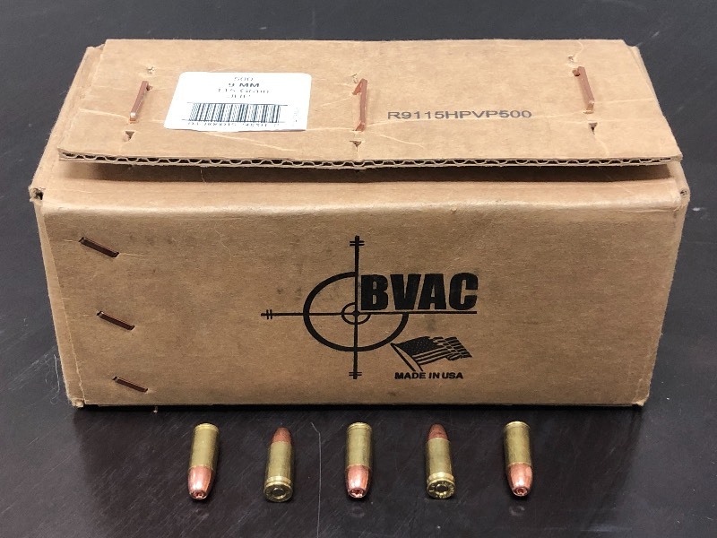 lot 47 image: Near-Full Box Of BVAC 115Grain JHP 9mm Pistol Ammunition
