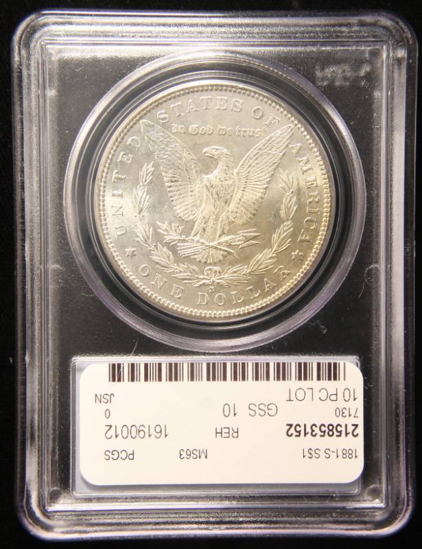 1881-S MORGAN SILVER DOLLAR MS63 PCGS