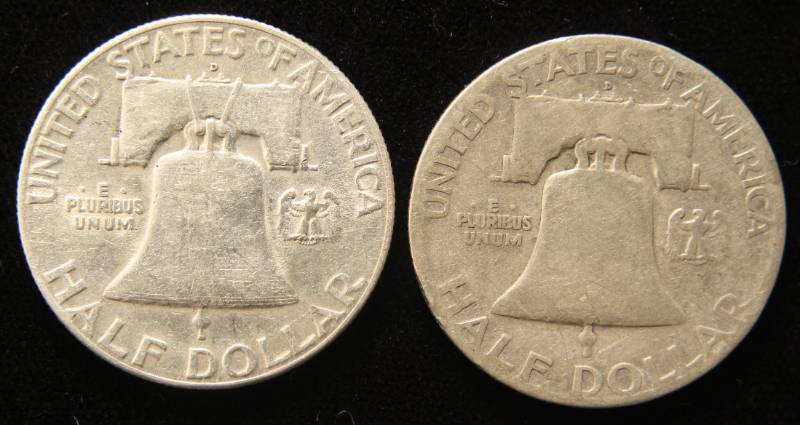 2 FRANKLIN HALF DOLLARS 1948-D 1949-D