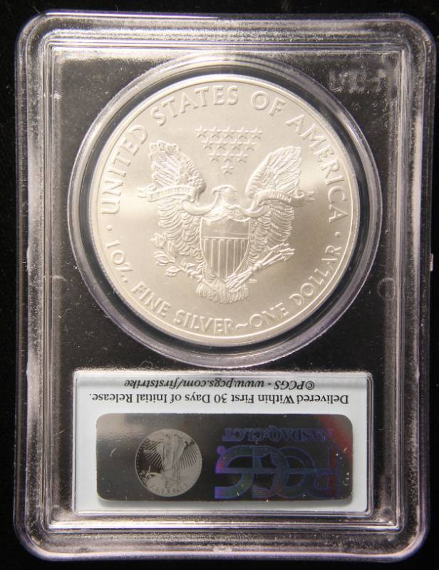 2012(S) AMERICAN SILVER EAGLE 1 TROY OZ. .999 FINE SILVER MS70 PCGS FIRST STRIKE
