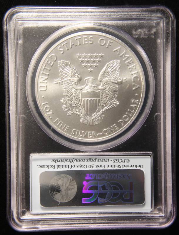 2012(W) AMERICAN SILVER EAGLE 1 TROY OZ. .999 FINE SILVER MS70 PCGS FIRSTSTRIKE