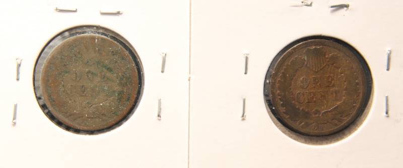 2 INDIAN HEAD CENTS 1875 1879