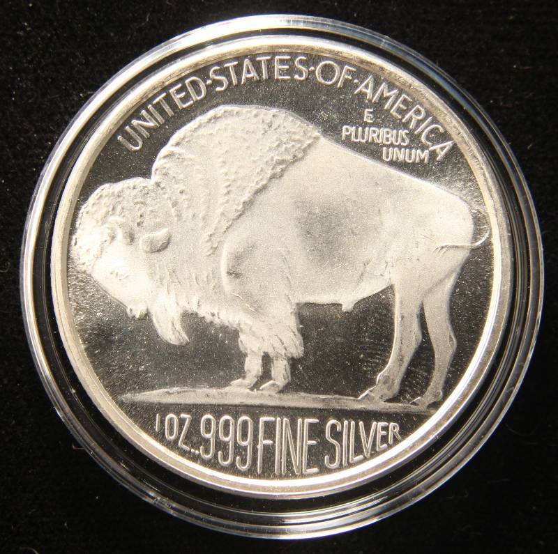 1 TROY OZ. .999 FINE SILVER INDIAN BUFFALO DESIGN IN AIRTITE