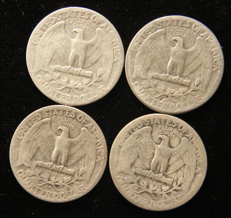 4 WASHINGTON QUARTERS 1936-S 1938 1938-S 1939