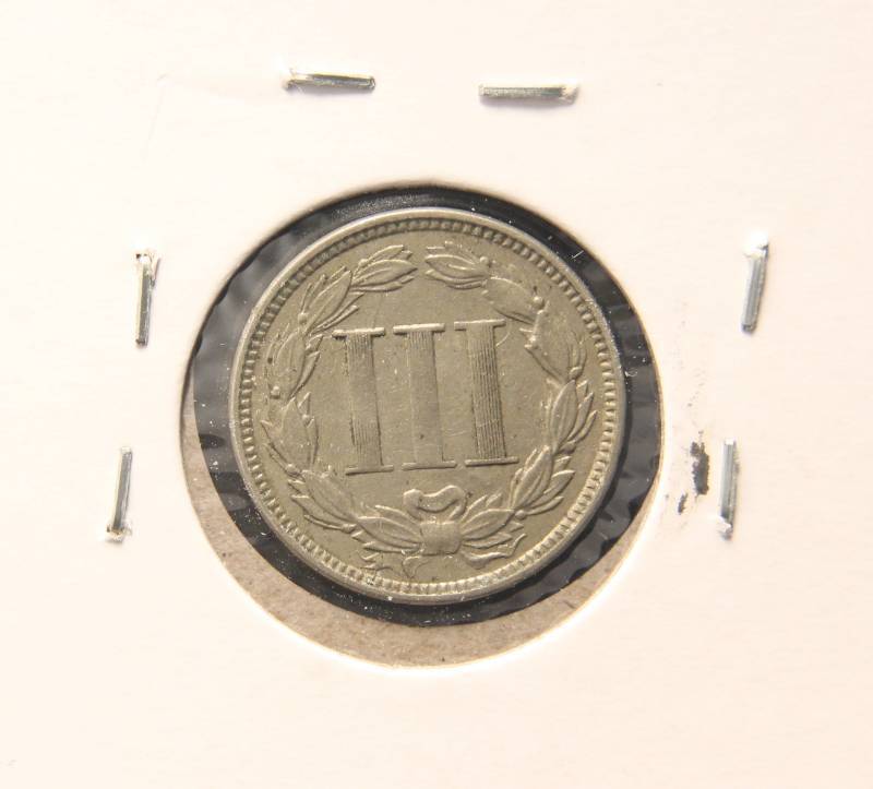 1865 US THREE CENT NICKEL VF