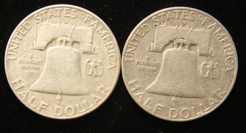 2 FRANKLIN HALF DOLLARS 1952-D 1952-S