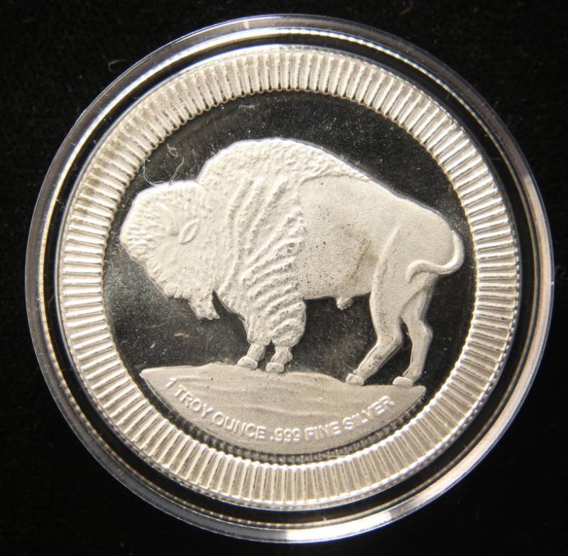 1 TROY OZ. .999 FINE SILVER INDIAN BUFFALO DESIGN IN AIRTITE