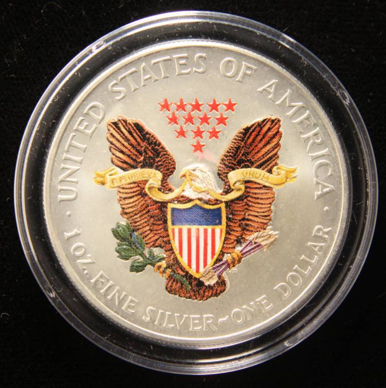 2003 COLORIZED AMERICAN SILVER EAGLE 1 TROY OZ. .999 FINE SILVER IN AIRTITE