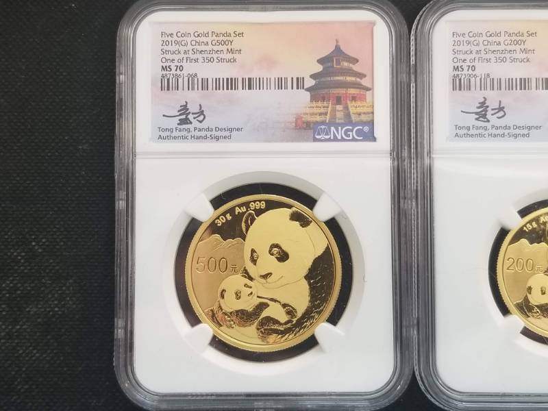 2019 CHINA 5 COIN GOLD PANDA SET PERFECT NCG MS70 1 OF FIRST 350 STRUCK PLEASE READ DESCRIPTION