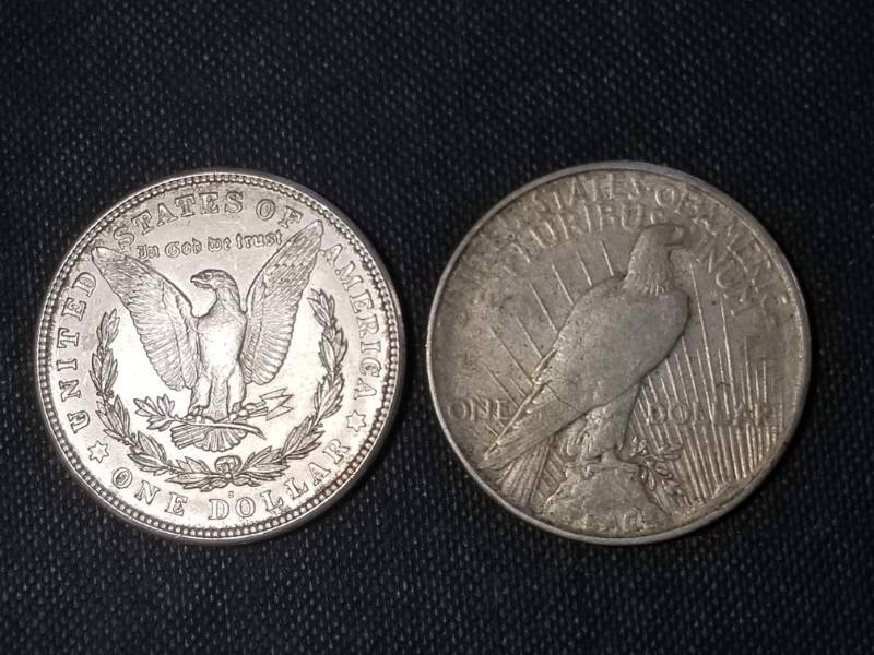2 SILVER DOLLARS 1921-S MORGAN 1922-D PEACE
