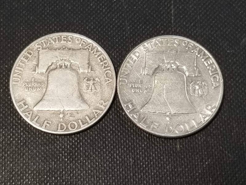 2 FRANKLIN HALF DOLLARS 1953-D 1963-D