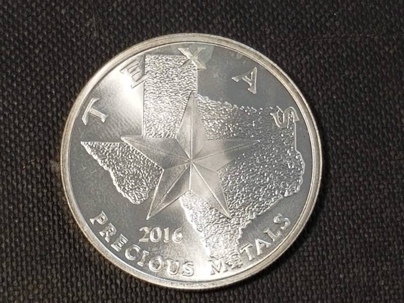 1 TROY OZ. .999 FINE SILVER 2016 TEXAS ROUND