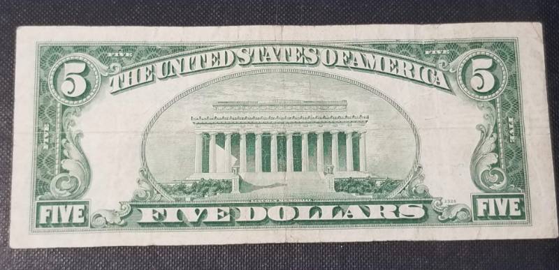 1953-A US BLUE SEAL $5 CURRENCY SILVER CERTIFICATE