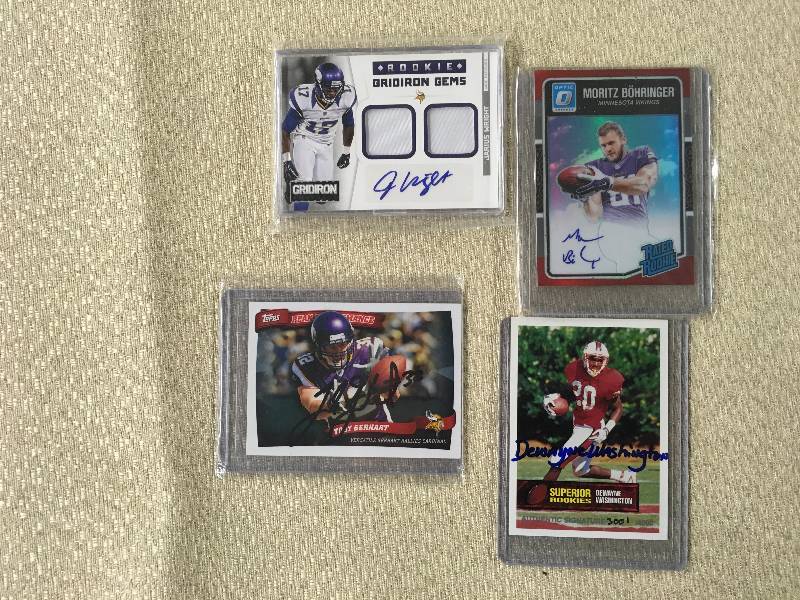 lot 540 image: 4 Signed Minnesota Vikings Cards- 3 Are Numbered