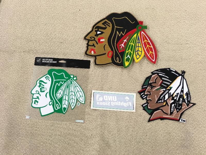 lot 551 image: Sioux Blackhawks Decal & Patches