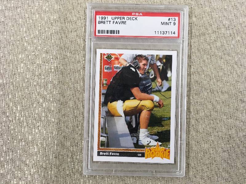 lot 568 image: 1991 Upper Deck Brett Favre Rookie Card Mint 9
