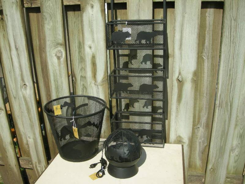 lot 79 image: Bear Rack, Basket, Lamp