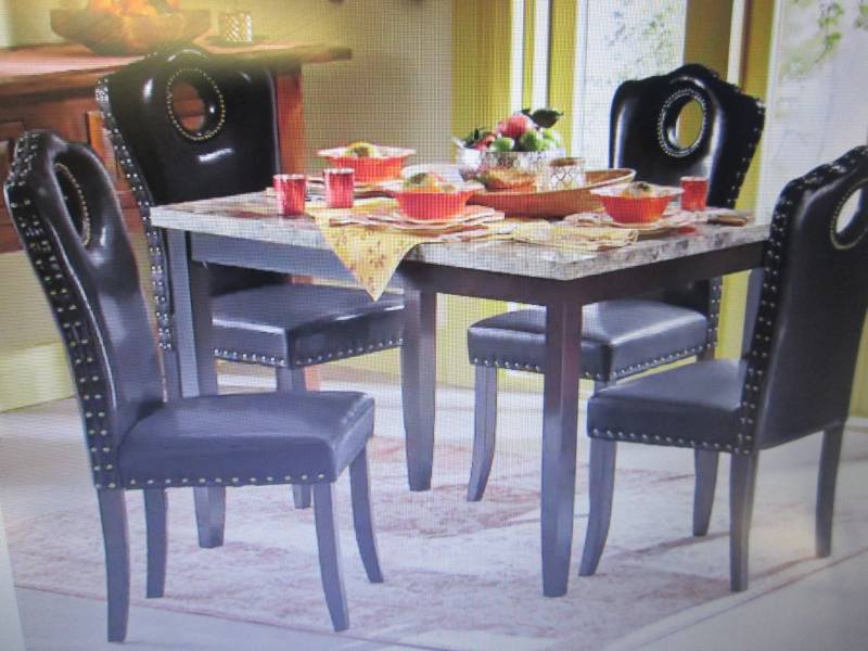 lot 2 image: Faux-Marble Dining Table open box R...
