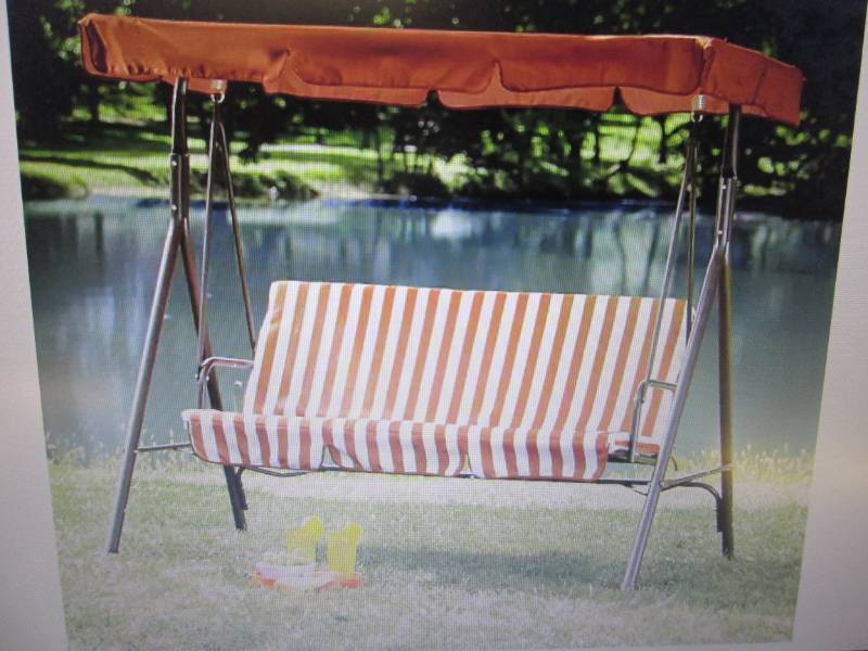 lot 6 image: Striped Lawn Swing open box Retail ...